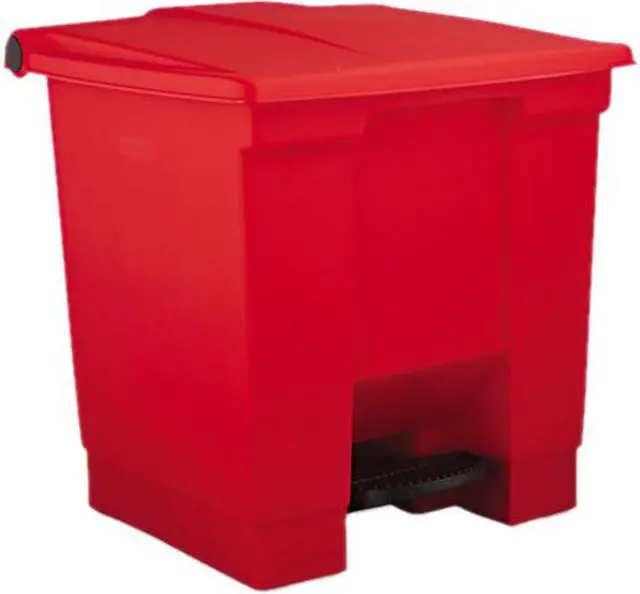 Main image of Rubbermaid Commercial RCP 6143 RED Step-On Waste Container, Square, Plastic, 8 gal., Red