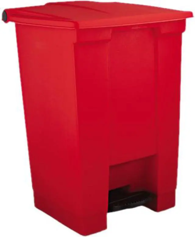 Main image of Rubbermaid Commercial RCP 6144 RED Step-On Waste Container, Square, Plastic, 12 gal., Red