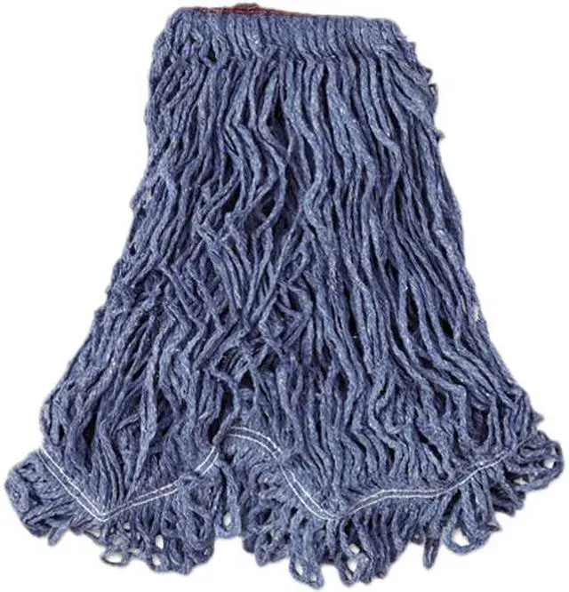 Main image of Rubbermaid Commercial RCP D213 BLU 24 oz. Super Stitch Blend Wet Mop, 1" Headband, Blue