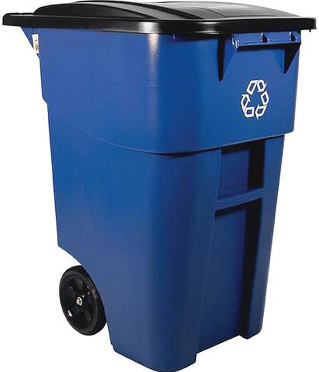 Rubbermaid Commercial Brute Recycling Rollout Container - Swing Lid - 50 gal Capacity - Rectangular - Mobility, Heavy Duty, Wheels, Lid Locked, Hinged, Durable, Easy to Clean - 36.5 Rubbermaid Commercial Brute Recycling Rollout Container - Swing Lid - 50 gal Capacity - Rectangular - Mobility, Heavy Duty, Wheels, Lid Locked, Hinged, Durable, Easy to Clean - 36.5