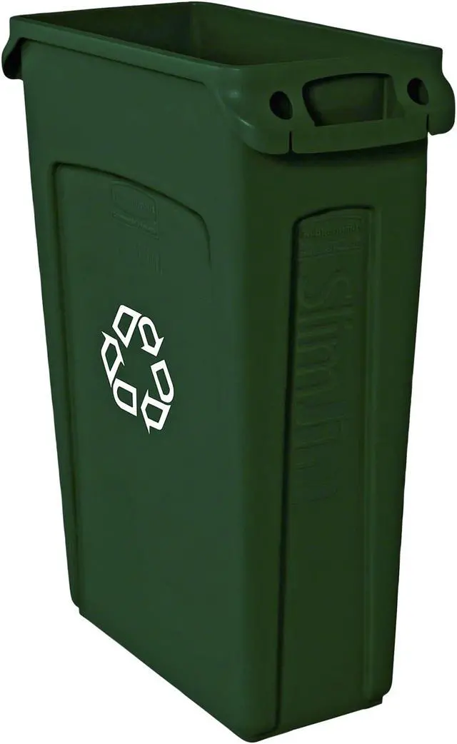 Main image of Rubbermaid Commercial 354007GNCT Slim Jim Vent Recycle Container - 23 gal Capacity - Plastic - Green
