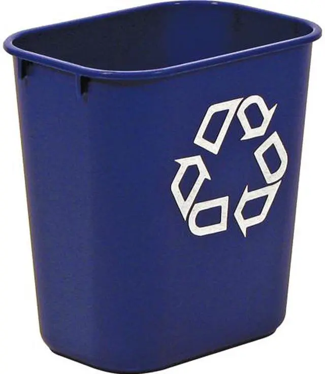 Main image of Rubbermaid Commercial 295573BECT Deskside Recycling Container - 3.25 gal Capacity - Rectangular - Compact - Resin - Blue