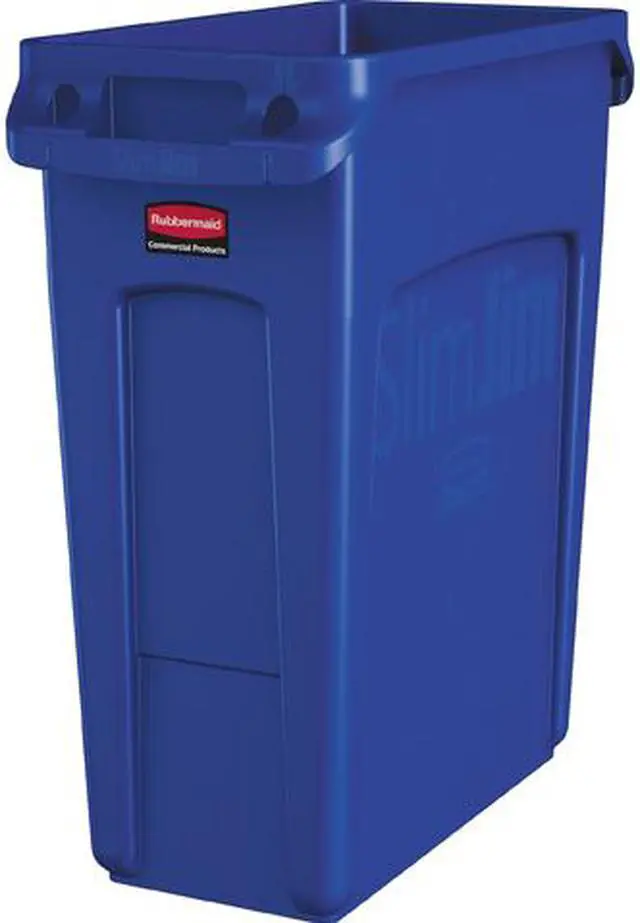 Main image of Rubbermaid Commercial 1971257CT Slim Jim Vented Container - 16 gal Capacity - Plastic - Blue