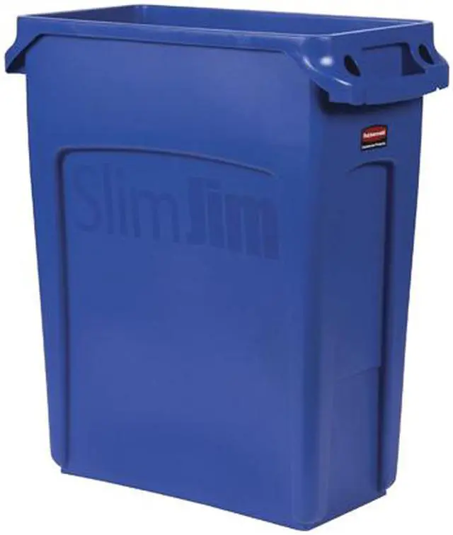 Alt view image 3 of 3 - Rubbermaid Commercial 1971257CT Slim Jim Vented Container - 16 gal Capacity - Plastic - Blue