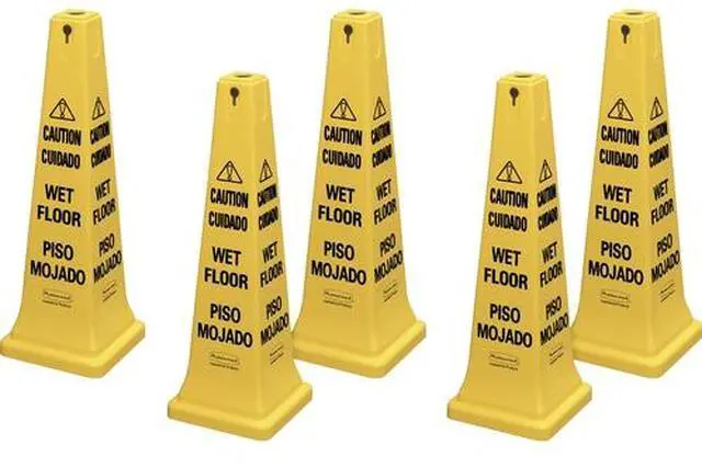 Alt view image 2 of 2 - Rubbermaid Commercial 627677CT 36" Safety Cone - 5 / Carton - Caution - Wet Floor Print/Message - 12.2" Width x 36" Height