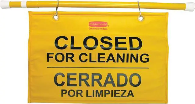 Main image of Rubbermaid Commercial 9S1600YLCT Closed/Cleaning Safety Sign - 6 / Carton - Closed for Cleaning Print/Message - Durable - Yellow