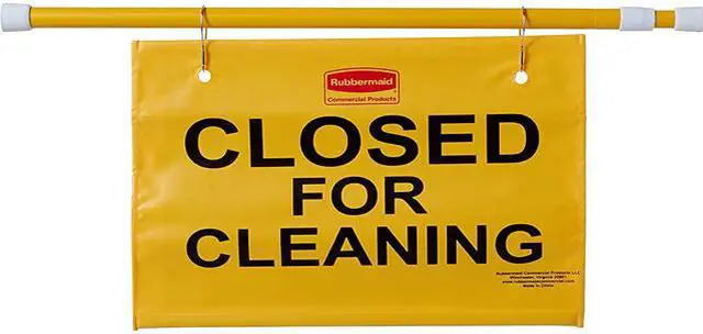 Main image of Rubbermaid Commercial FG9S1500YEL Site Safety Hanging Sign, 13.00" h x 50.00" w x 1.00" d, Yellow