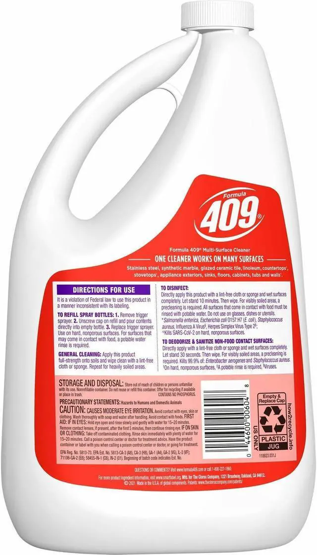 Alt view image 3 of 5 - Formula 409 Multi-Surface Cleaner Refill Bottle - 64 fl oz (2 quart) - Original Scent - 1 Each  CLO 00636