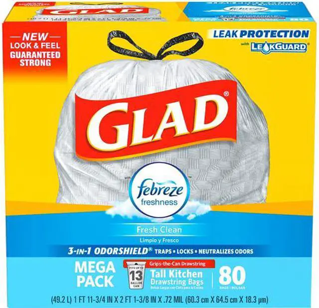 Main image of Glad 78899CT OdorShield Tall Kitchen Drawstring Trash Bags