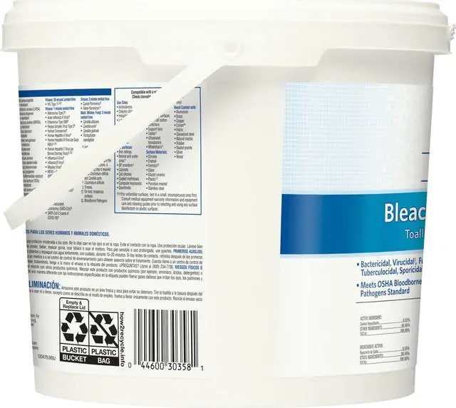 Alt view image 4 of 4 - Clorox Bleach Germicidal Wipes, 12 x 12, Unscented, 110/Canister, 2/Carton CLO30358CT