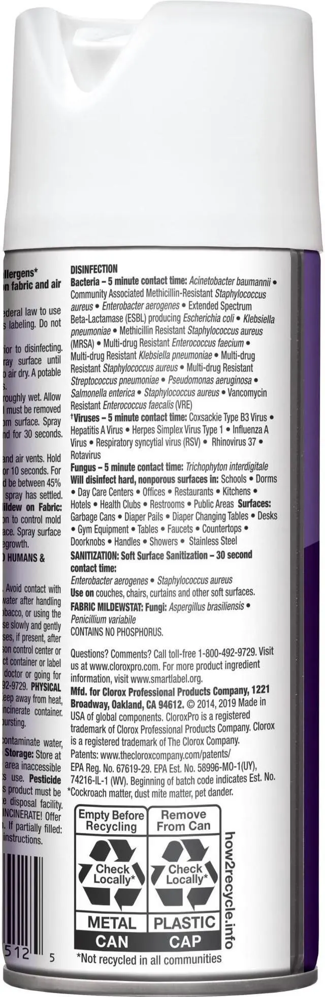 Alt view image 3 of 4 - Clorox 4 in One Disinfectant & Sanitizer Ready-To-Use Spray - Lavender Scent - 14 fl oz (0.4 quart) - 12/Carton 32512CT