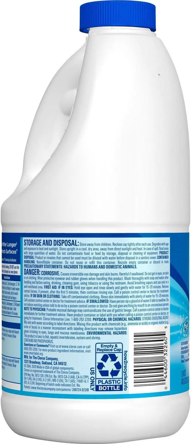 Alt view image 2 of 2 - Clorox Disinfecting Bleach - Concentrate Liquid - 43 fl oz (1.3 quart) - 6/Carton 32260CT