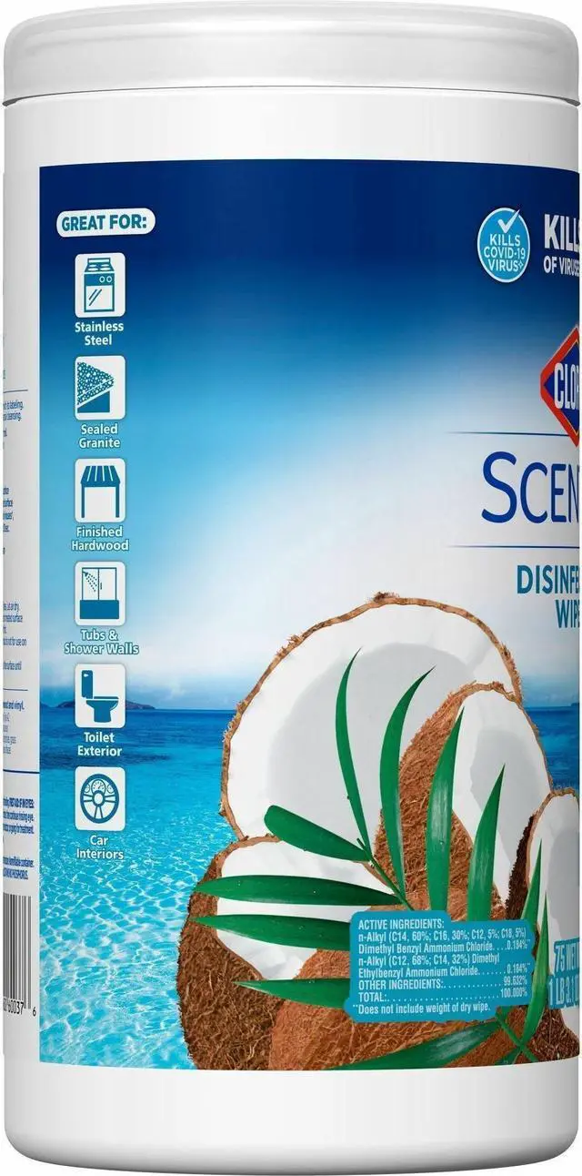 Alt view image 3 of 4 - Clorox Scentiva Wipes, Bleach Free Cleaning Wipes - 75Wipes/Canister  60037