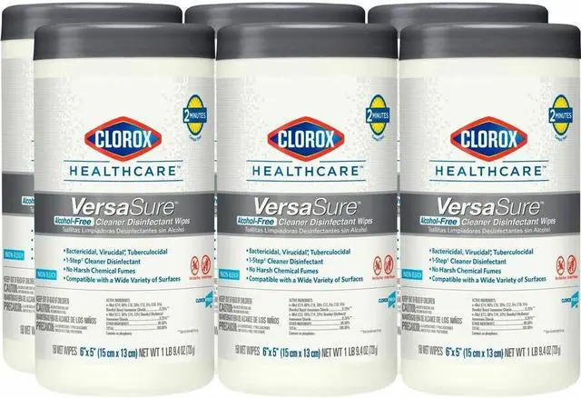 Alt view image 8 of 9 - Clorox Healthcare VersaSure Disinfectant Wipes - 150 Wipes / Container - 6 / Carton  31758CT