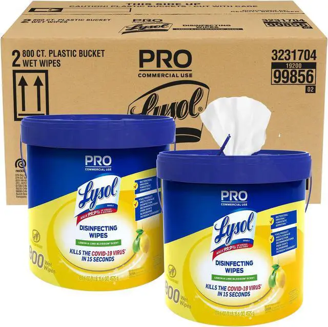 Main image of Lysol Disinfecting Lemon & Lime Blossom Scent Wipe Bucket - 800 Wipes/Bucket - 2 Buckets  99856CT
