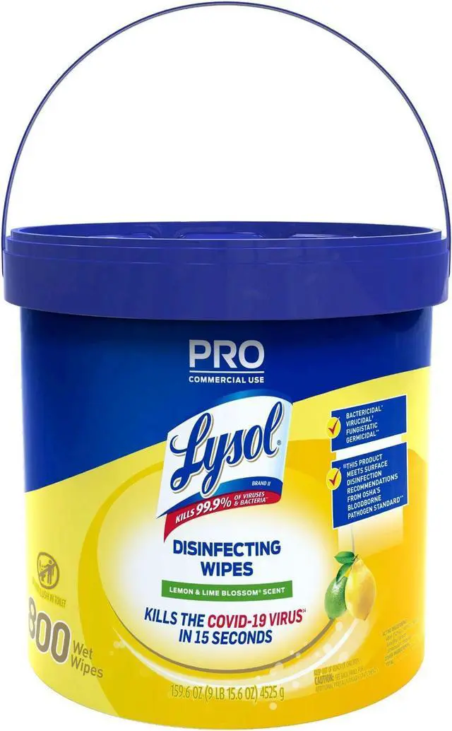 Alt view image 2 of 4 - Lysol Disinfecting Lemon & Lime Blossom Scent Wipe Bucket - 800 Wipes/Bucket - 2 Buckets  99856CT