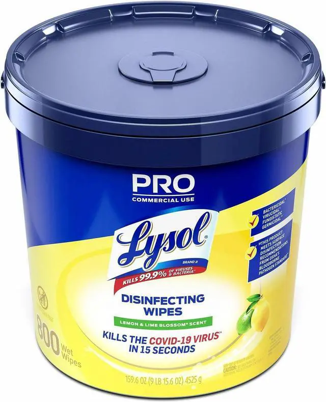 Alt view image 3 of 4 - Lysol Disinfecting Lemon & Lime Blossom Scent Wipe Bucket - 800 Wipes/Bucket - 2 Buckets  99856CT