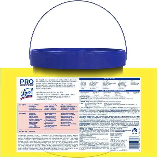 Alt view image 4 of 4 - Lysol Disinfecting Lemon & Lime Blossom Scent Wipe Bucket - 800 Wipes/Bucket - 2 Buckets  99856CT