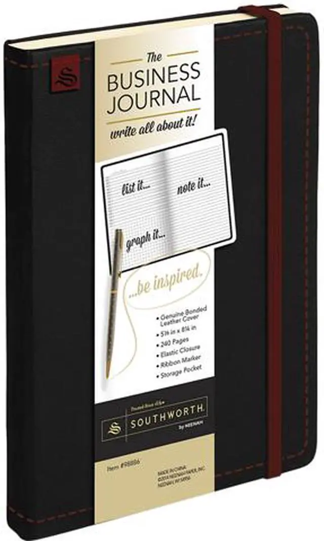 Main image of Southworth 98886-01 Business Journal, Narrow Rule, Black Cover, 8.25" x 5.13", 240 Sheets