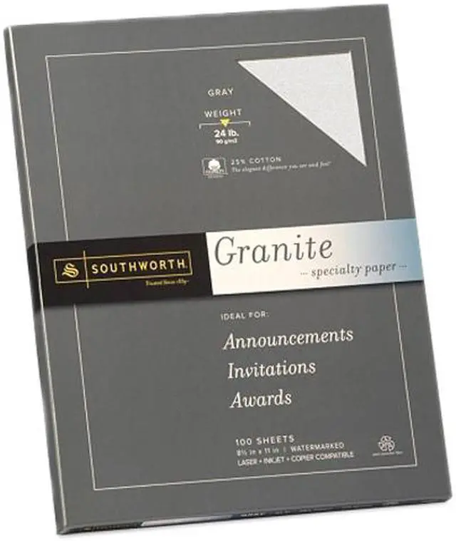 Main image of Southworth P914CK Fine Art Paper For Inkjet, Laser Print 8.50" x 11" Granite - 100 / Box – Gray, 1 Box