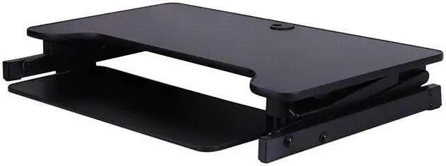 Alt view image 4 of 9 - Rocelco DADRDM2 DADR Deluxe 37" Sit To Stand Adjustable Height Desk Riser w/ Dual Monitor Mount (Black)