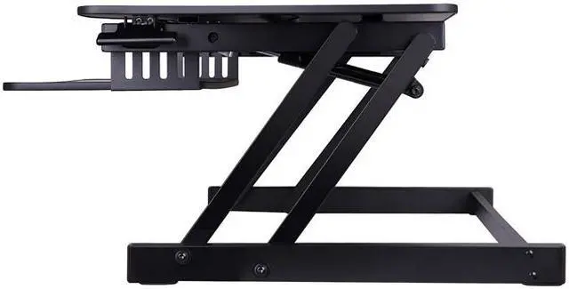 Alt view image 6 of 9 - Rocelco DADRDM2 DADR Deluxe 37" Sit To Stand Adjustable Height Desk Riser w/ Dual Monitor Mount (Black)