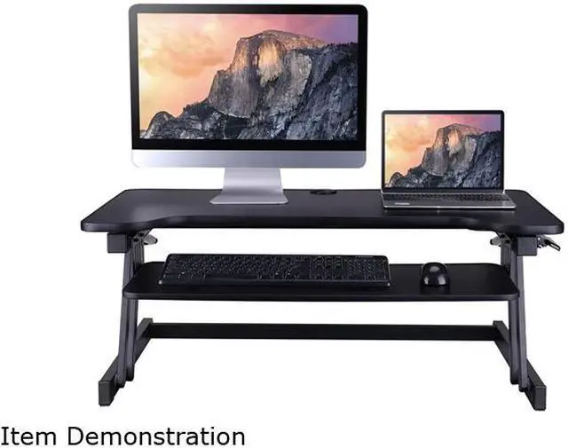 Main image of Rocelco DADRDM2 DADR Deluxe 37" Sit To Stand Adjustable Height Desk Riser w/ Dual Monitor Mount (Black)