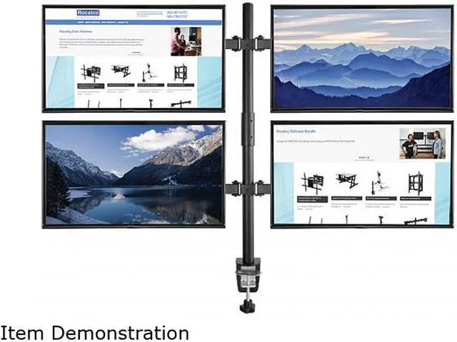 Alt view image 6 of 7 - Rocelco DM4 Quadruple Monitor Desk Mount | Dual Articulated Arms | Fits Four 13"- 27" Flat Panel Computer Monitors - Black