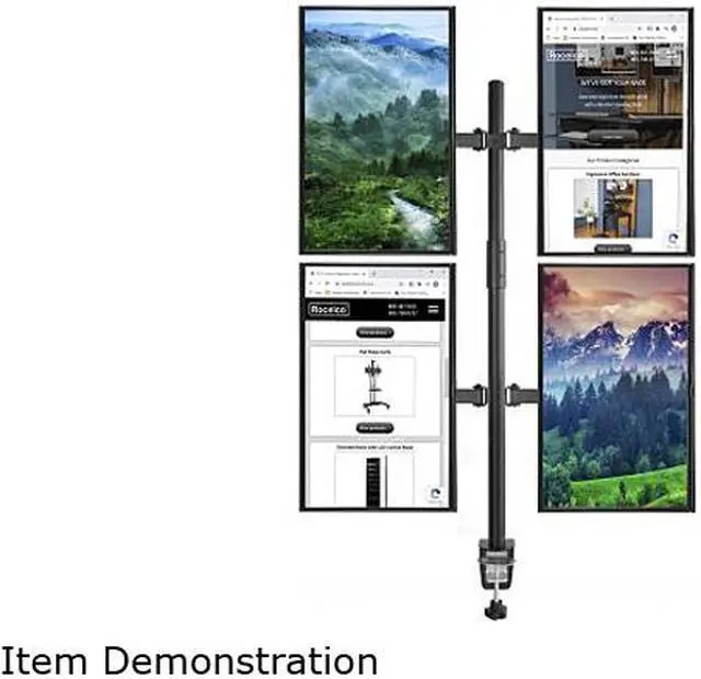 Alt view image 7 of 7 - Rocelco DM4 Quadruple Monitor Desk Mount | Dual Articulated Arms | Fits Four 13"- 27" Flat Panel Computer Monitors - Black