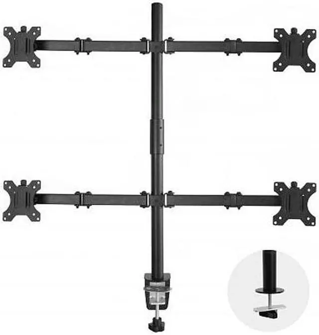 Alt view image 2 of 7 - Rocelco DM4 Quadruple Monitor Desk Mount | Dual Articulated Arms | Fits Four 13"- 27" Flat Panel Computer Monitors - Black