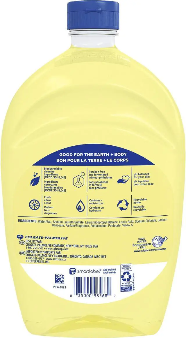 Alt view image 3 of 3 - Softsoap Citrus Hand Soap Refill -  Fresh Citrus Scent - 50 fl oz (1478.7 mL) - 6/Carton  07336CT