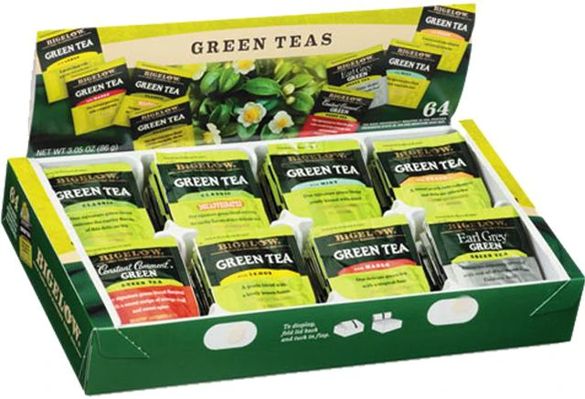 Bigelow 30568CT Green Tea Assortment Variety Gift Box: 64 / Box, 6 ...