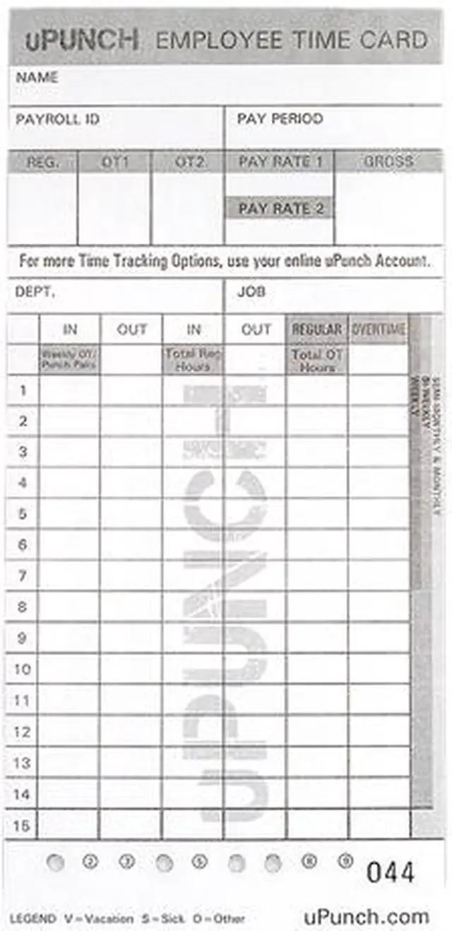 Main image of uPunch HN4000 Time Cards for Use with the HN4000 Time Clock - 1 pack (50 cards)