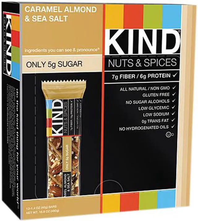 Main image of KIND 18533 Nuts and Spices Bar, Caramel Almond & Sea Salt, 1.4 oz Bar, 12/Box