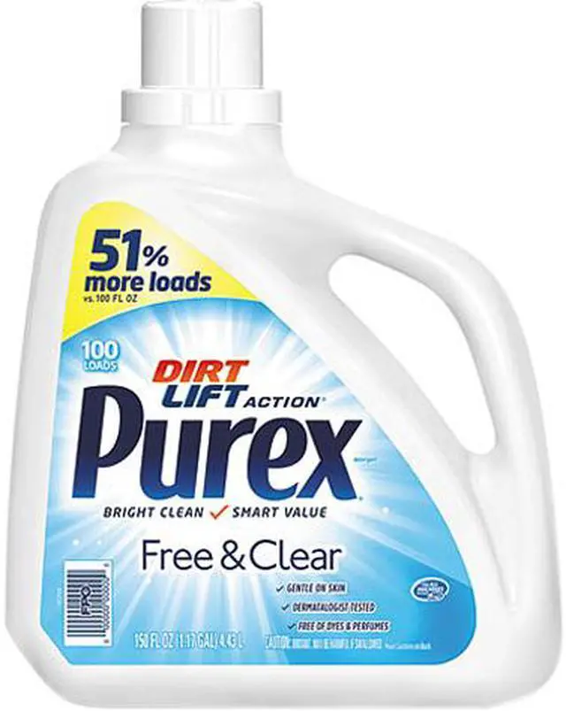 Main image of Purex DIA 05020 Free and Clear Liquid Laundry Detergent, Unscented, 150 oz. Bottle, 4/Carton