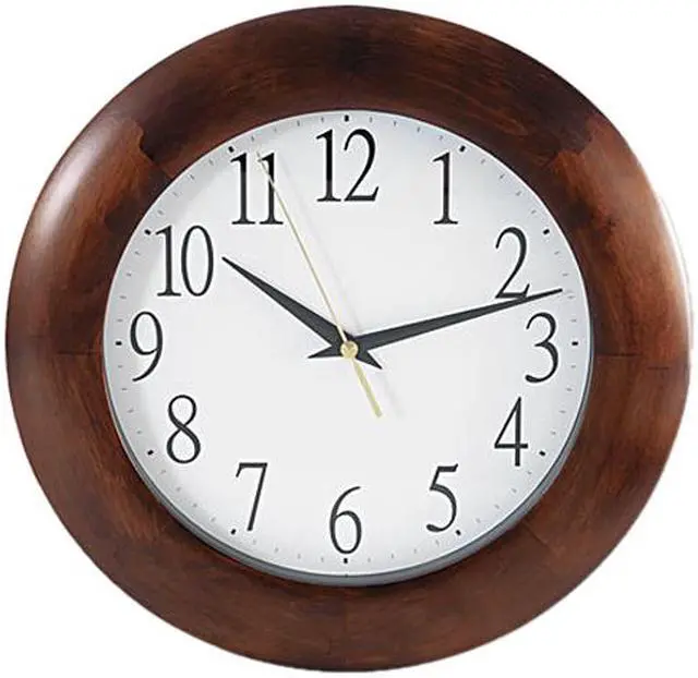 Main image of Universal UNV10414 Round Wood Clock, 12-3/4in, Cherry
