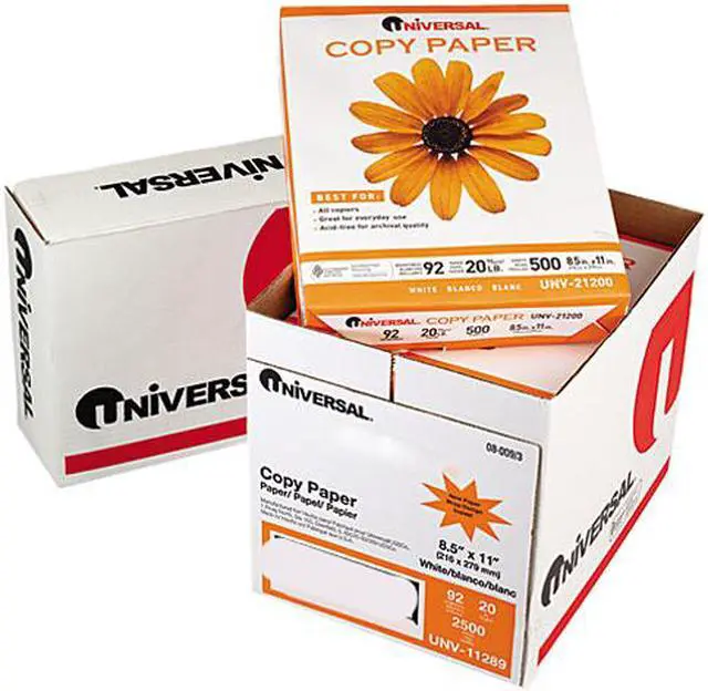 Main image of Universal UNV11289 Copy Paper Convenience Carton, 92 Brightness, 20 lbs., 8.50" x 11.00", White, 2500/Ctn