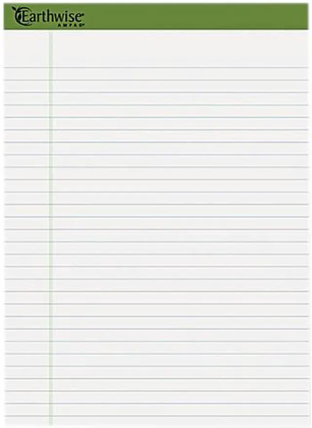 Main image of Earthwise Ampad 40102 Recycled Paper Pad, Legal/Legal Rule, Letter, White, 40-Sheet Pads 4/Pack