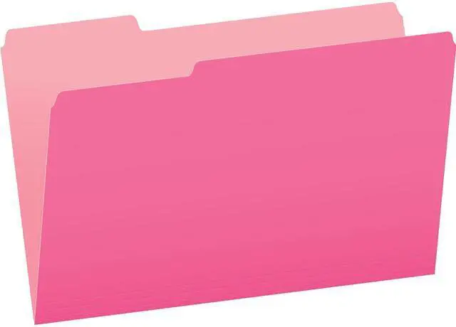 Main image of Tops 153 1/3 PIN Pendaflex Two-Tone Color File Folders, Legal Size, Pink, 1/3 Cut, 100/BX