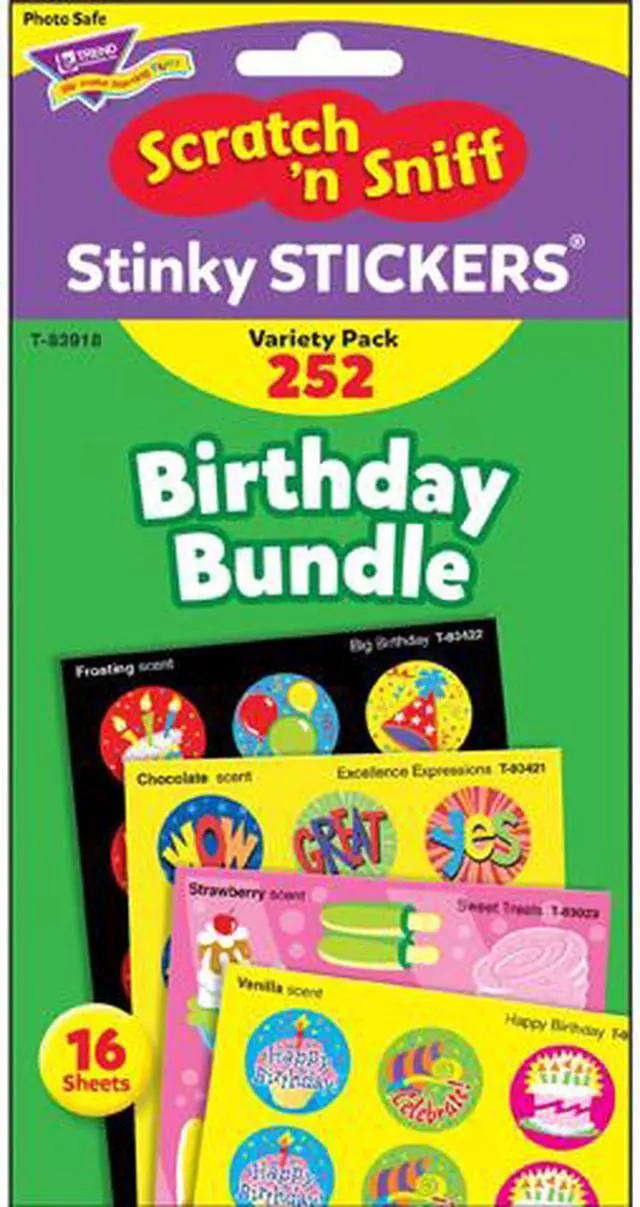 Main image of TREND T83918 Birthday Scratch 'n Sniff Stinky Stickers