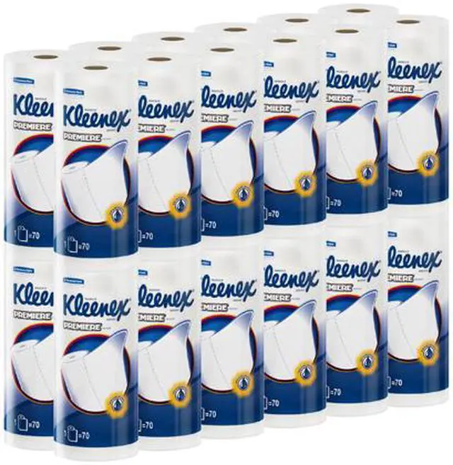 Alt view image 3 of 4 - Kleenex Towels Premier Kitchen Paper Towels (13964), Cloth-Like Softness, Perforated, 24 Rolls / Case, 70 Kleenex Paper Towels / Roll