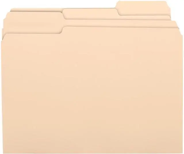 Main image of Business Source 17525 1/3 Cut Recycled Top Tab File Folder - 8.50" Width x 11" Length Sheet Size - 0.75" Expansion - 1/3 Tab Cut - Assorted Position Tab Location - Manila - 100 / Box, 1Box