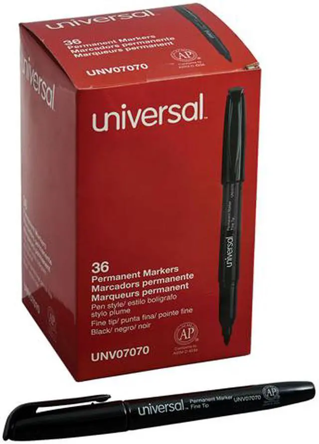 Main image of Universal UNV07070 Pen-Style Permanent Marker, Fine Bullet Tip, Black, 36/Pack