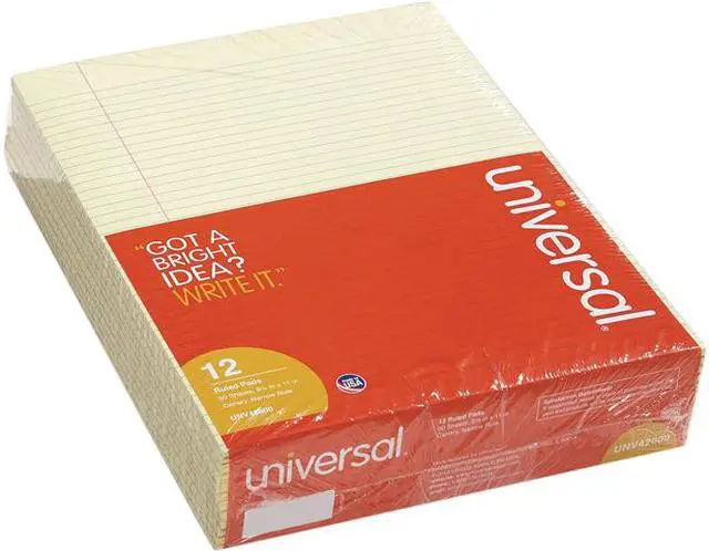 Main image of Universal UNV42000 Glue Top Pads, Narrow Rule, 8.5" x 11", Canary, 50 Sheets, Dozen