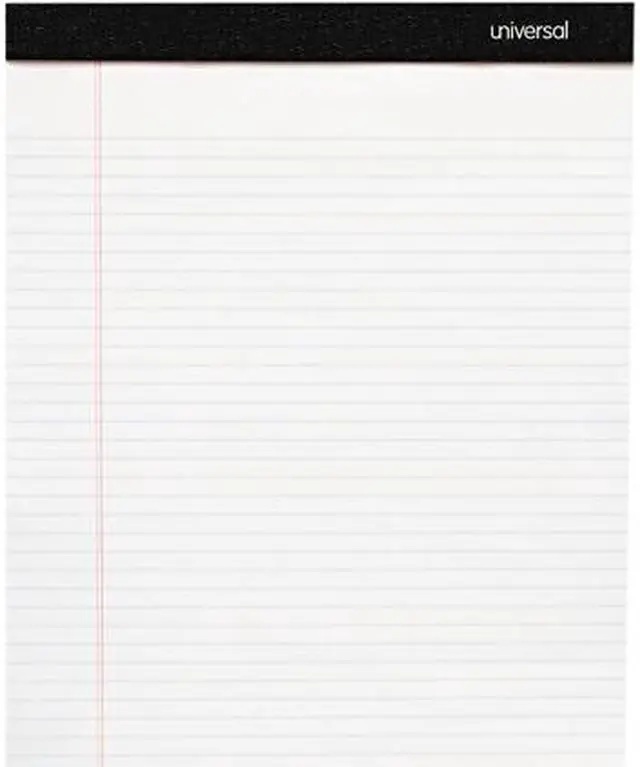Main image of Universal UNV30630 Premium Ruled Writing Pads, Wide/Legal Rule, 8.5" x 11", White, 50 Sheets, 6/Pack