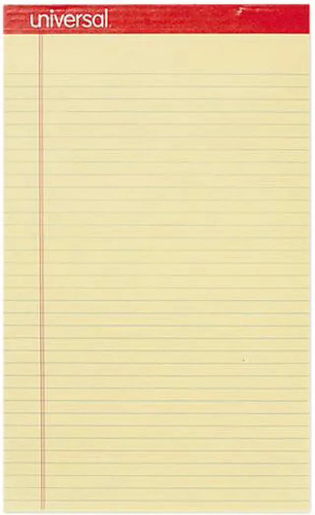 Main image of Universal M9-40000 Perforated Ruled Writing Pads, Wide/Legal Rule, 8.5" x 14", Canary, 50 Sheets, Dozen