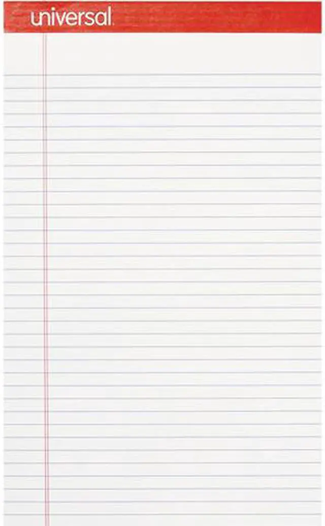 Main image of Universal M9-45000 Perforated Ruled Writing Pads, Wide/Legal Rule, 8.5" x 14", White, 50 Sheets, Dozen