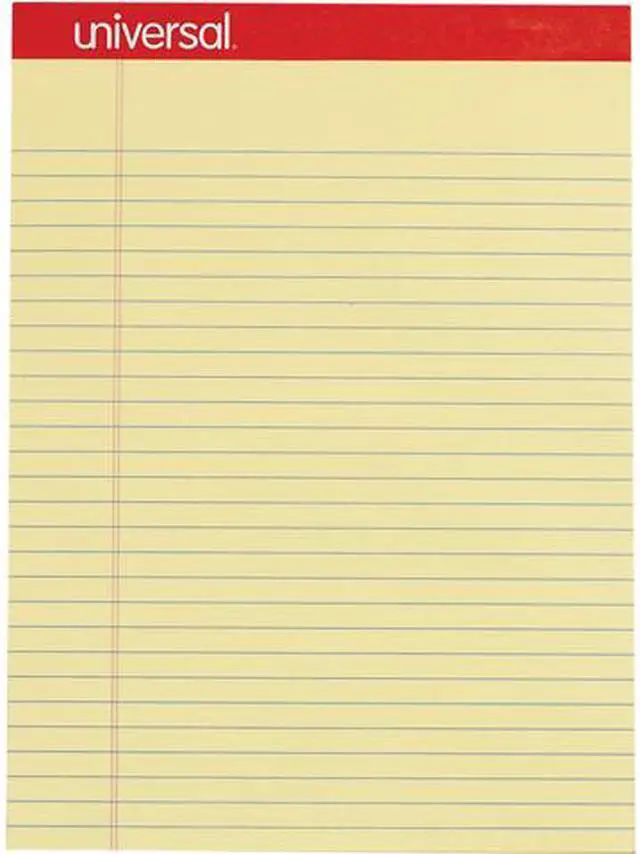 Main image of Universal M9-10630 Perforated Writing Pads, Wide/Legal Rule, 8.5" x 11.75", Canary, 50 Sheets, Dozen
