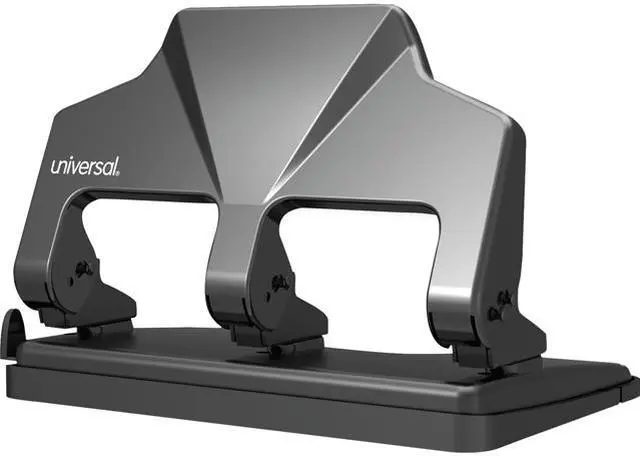 Main image of Universal UNV74325 30-Sheet Three-Hole Power Assist Punch, Black