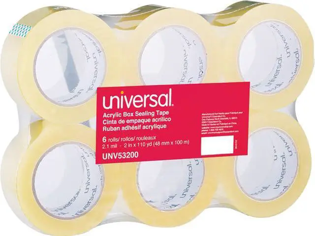 Main image of Universal UNV53200 Deluxe General-Purpose Acrylic Box Sealing Tape, 3" Core, 1.88" x 110 yds, Clear, 6/Pack